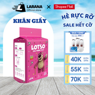 Khăn lau đa năng , Bịch khăn giấy 200 tờ gấu dâu mềm mại, an toàn cho da - LK01