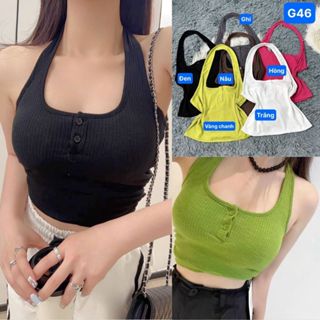 Áo Croptop Bigsize Nữ 1 Dây Cổ Yếm Chất Thun Gân Tăm Co Giãn Thoải Mái Basic Cá Tính Thanh Lịch Mát G46