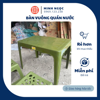 Bàn nhựa vuông quán nước, quán nhậu, quán ốc GIA LONG cao cấp 64x41x51 màu đỏ, xanh, vàng