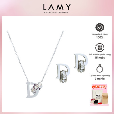 Bộ trang sức LAMY Dây chuyền khuyên tai D-shaped Silver
