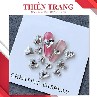 Đá khối trái tim cao cấp đính móng siêu xinh siêu sáng - Đá khối nail Cao cấp trang trí móng 30 viên