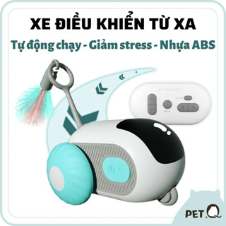 Đồ chơi cho mèo PetGravity, Xe cảm biến tự động, Điều khiển từ xa, Đồ chơi đuổi bắt giảm stress, Kèm cáp sạc ABS cao cấp