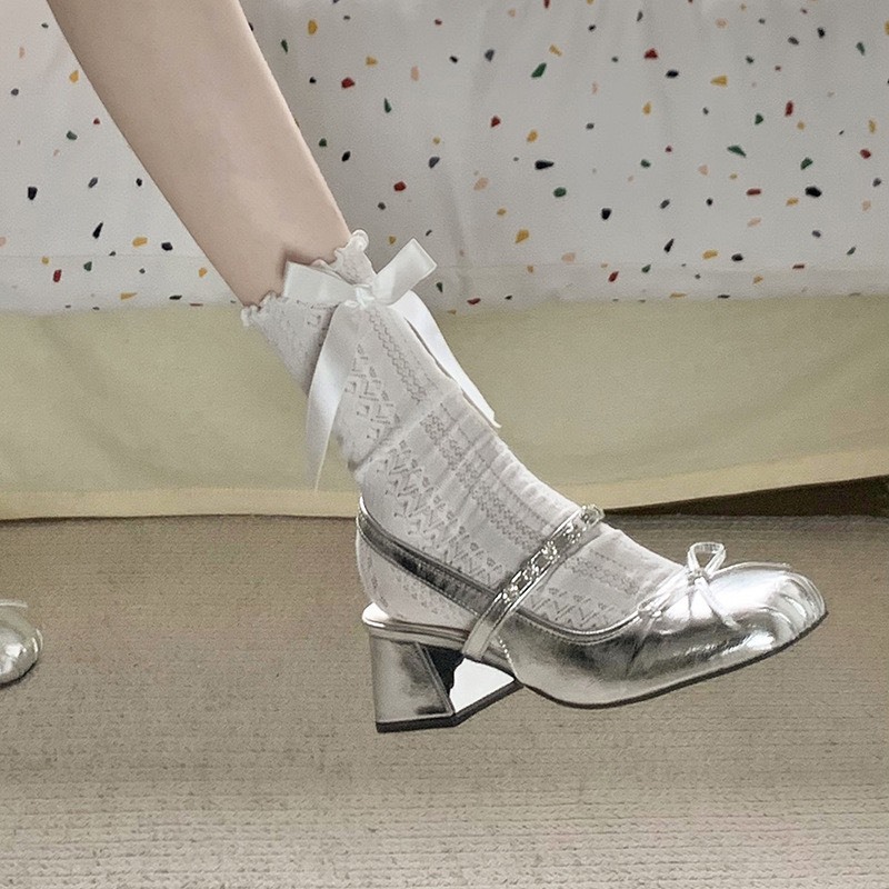 Giày cao gót mary jane nữ đế vuông 5 phân mũi tròn quai hậu phong cách nữ tính tiểu thư LOẠI 1