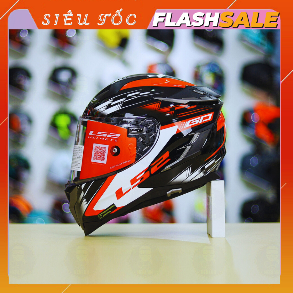 Nón Bảo Hiểm Fullface LS2 FF327 Black Red Sợi Thủy Tinh Chính Hãng, Nón Fullface Cao Cấp