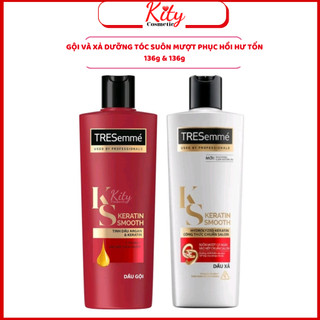 Dầu gội, dầu xả tresemmé keratin smooth keratinbond+ cho tóc khô xơ rối vào nếp suôn mượt 136g