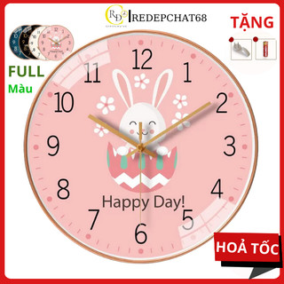 Đồng hồ trang trí treo tường, Đồng hồ treo tường tròn kim trôi, đồng hồ treo - Bảo hành 12 tháng 1-1