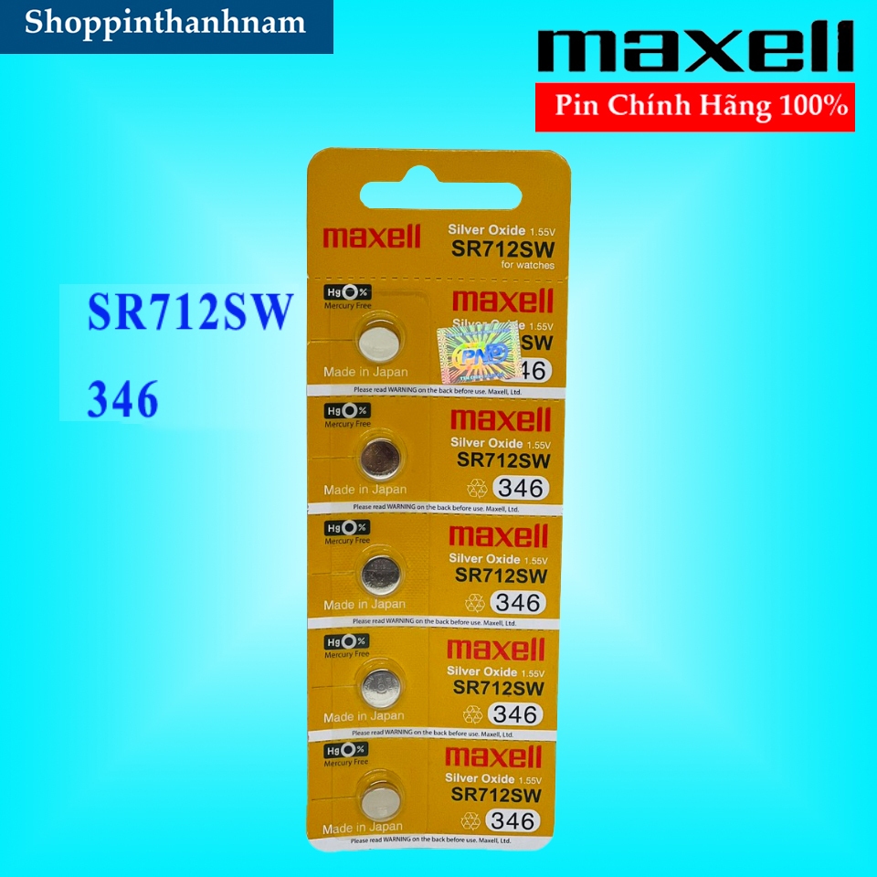 Vỉ 5 Viên Pin SR712 / SR712SW / 346 Maxell Made in Japan Chính Hãng Thay Đồng Hồ Đeo Tay