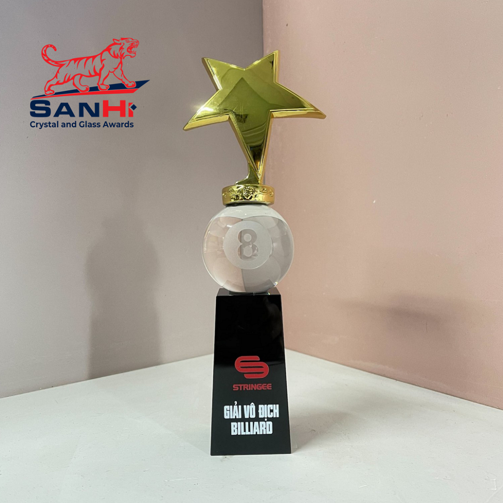 Cúp pha lê giải đấu Bida/Billiards sản xuất tại xưởng SanHi