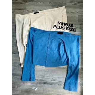 Áo f21plus bẹt vai thun gân bigsize