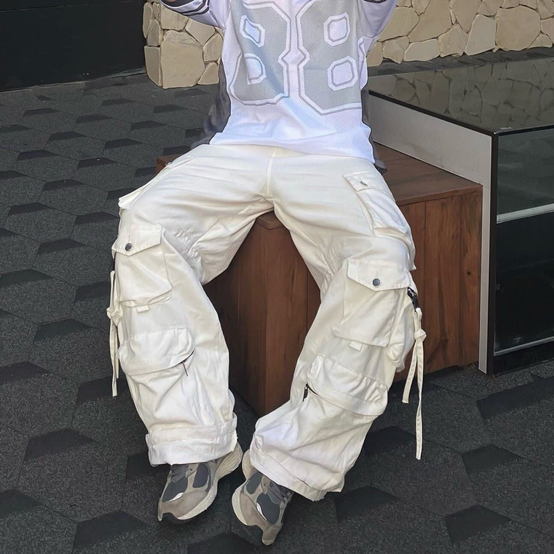 QUẦN CARGO PANTS TEN BOX - Quần Kaki HUGU 12 túi hộp màu ĐEN/XÁM/KEM dài suông ống rộng form nam nữ unisex Jaystoree 🖤 | BigBuy360 - bigbuy360.vn