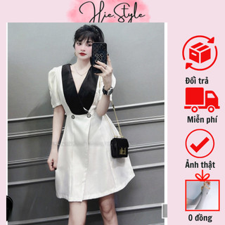 Sét Váy Nữ, Sét Váy Cổ V Tay Bồng Dáng Xòe Siêu Xinh (Có Ảnh Thật)
