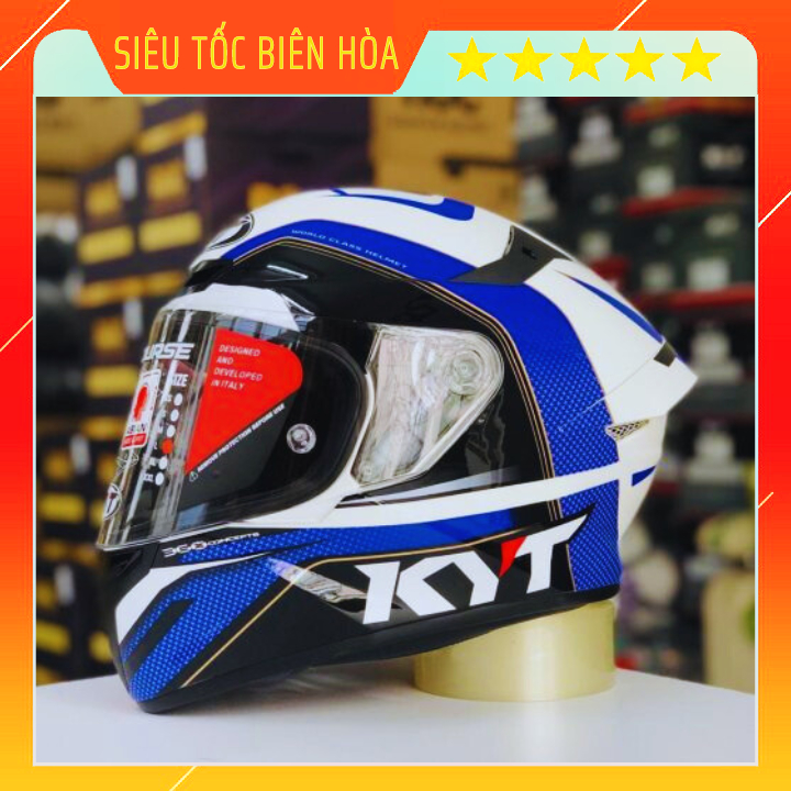 Nón Bảo Hiểm Fullface KYT TT-COURSE Đỏ Xanh Chính Hãng Tặng Kèm Khăn Ninja Và Tem KYT