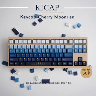 Hàng sẵn | Bộ keycap Moonrise Cherry giáng sinh PBT 133 phím nút bàn phím cơ | Màu sắc xanh nhạt gradien - Kicap
