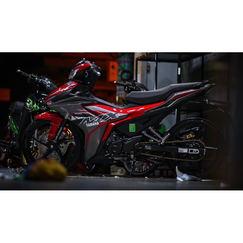 Tem chế xe exciter 155 đỏ xám mẫu Mx king- tem decal 3lớp