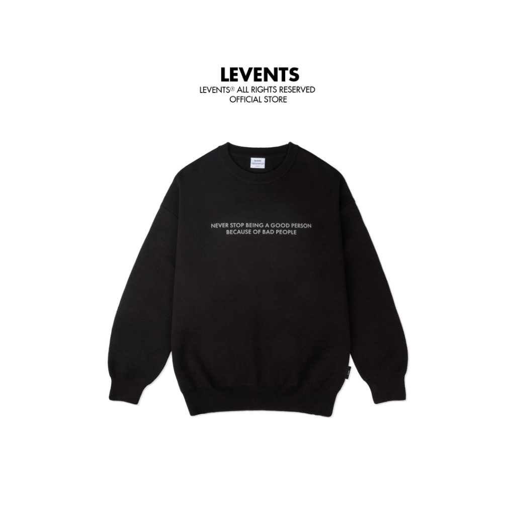 Áo Sweater Len Levents/ Black Chất Len Dệt Unisex Oversized