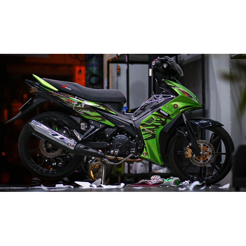 Tem chế xe exciter 2010 xanh đen mẫu Jupiter Mx- Tem decal 3 lớp
