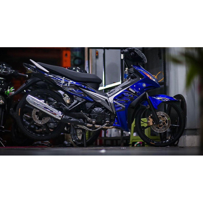 Tem chế xe Exciter 135 2010 xanh đen mẫu Jupiter Mx- Tem decal 3 lớp
