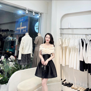 Váy thiết kế trễ vai xoắn ngực kèm tag đá dự tiệc đi chơi siêu xinh sang xịn