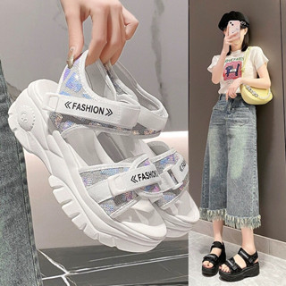 Sandal nữ độn đế kim tuyến hàng xuất sịn , dép quai hậu nữ đế cao dáng xinh