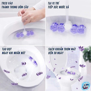 Viên treo bồn cầu Vim POWER 5 Tím,Xanh