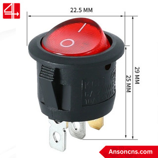 (Combo 5 cái) Công Tắc Bập Bênh Tròn Có Đèn KCD1-105