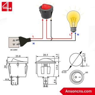 (Combo 5 cái) Công Tắc Bập Bênh Tròn Có Đèn KCD1-105