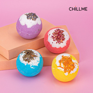 Viên sủi bồn tắm dưỡng da 100g Chillme thư giãn hương nước hoa decor hoa khô Bath bomb