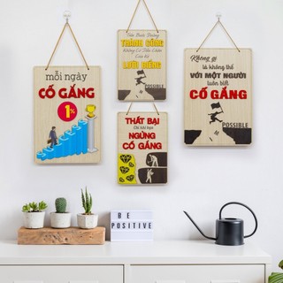 Bảng gỗ decor SLOGAN TRANG TRÍ cửa hiệu văn phòng công ty