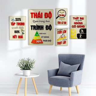 Bảng gỗ khẩu hiệu động lực slogan treo tường decor trang trí cửa hiệu văn phòng công ty, phòng làm việc