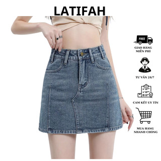 Chân Váy Ngắn Jean Nữ LATIFAH có lót trong, phong cách đơn giản hàn quốc CV005