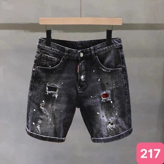 Quần short đùi jean nam màu xám đen trơn rách gối chất bò cao cấp co dãn 4 chiều đẹp, quần rin nam HD46 Nhiều Mẫu