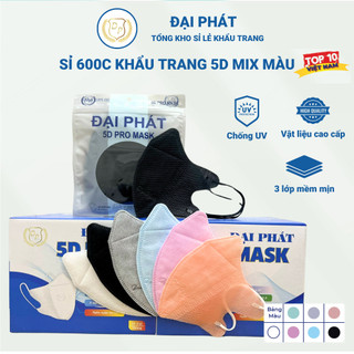 Sỉ 600 Chiếc Khẩu Trang Đại Phát(DP) 5D, Khẩu Trang Mix Màu Chống tia Uv Chống Nắng Lọc Bụi 3 Lớp