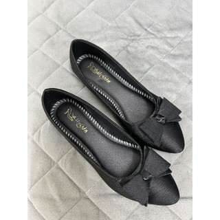 Giày búp bê mũi nhọn gắn nơ lụa cực xinh