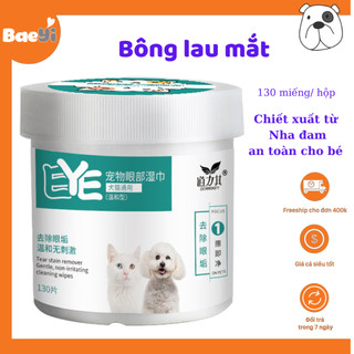 Bông lau tai, mắt cho chó mèo 130 miếng, khăn lau mắt cho thú cưng, vệ sinh thú cưng làm đẹp tại BaeYipetshop
