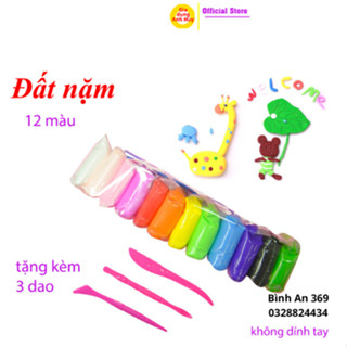  Đất nặn an toàn cho bé không dính da tay không mùi tạo hình tự khô set 12 túi -BA888 