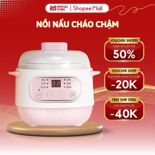 Nồi Nấu Cháo Chậm Cho Bé Ăn Dặm Hẹn Giờ MELLI, Dung Tích 1L - 2L Tích Hợp 6 Chế Nấu Cháo, Hầm, Hấp, Chưng Yến