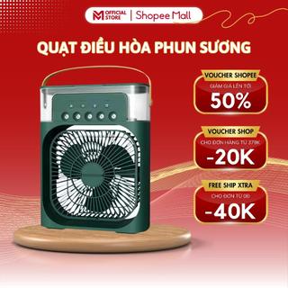 Quạt Điều Hòa Hơi Nước Mini, Quạt Phun Sương Để Bàn Dung Tích Bình Chứa 600ml, 3 Chế Độ, Tích Hợp Đèn Ngủ - MELLI