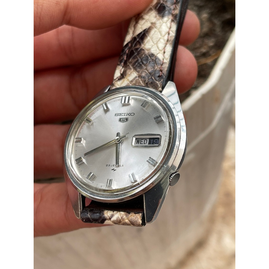 Đồng hồ xưa nam Seiko 5 dây da tự động hàng Si