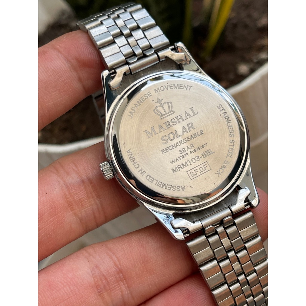 Đồng hồ nam Marshal mặt xanh đen chạy pin hàng Si