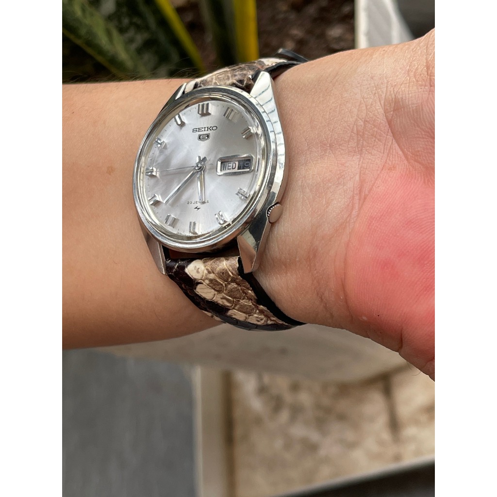 Đồng hồ xưa nam Seiko 5 dây da tự động hàng Si