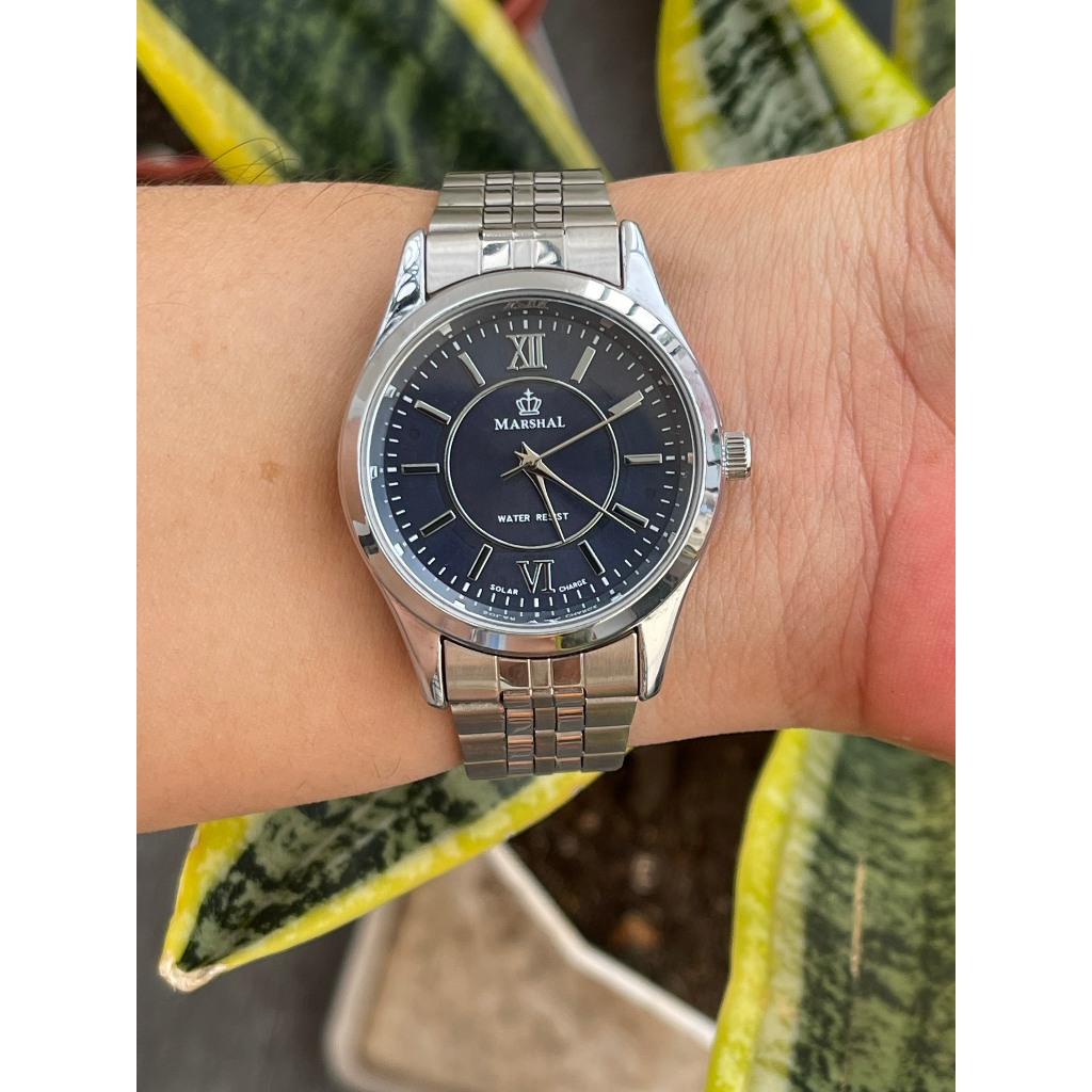 Đồng hồ nam Marshal mặt xanh đen chạy pin hàng Si