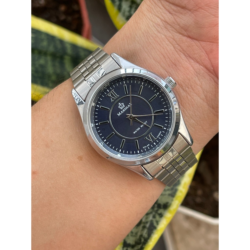 Đồng hồ nam Marshal mặt xanh đen chạy pin hàng Si
