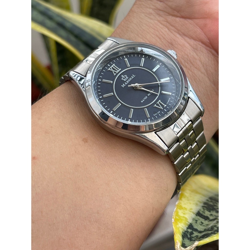 Đồng hồ nam Marshal mặt xanh đen chạy pin hàng Si