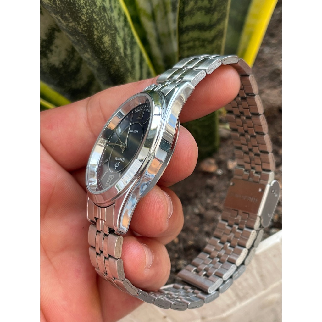 Đồng hồ nam Marshal mặt xanh đen chạy pin hàng Si