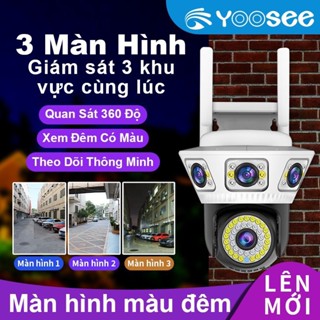 Camera yoosee 4 mắt 3 khung hình độc lập ZOOM 12X 4k 12mpx siêu nét, giám sát ngoài trời chống nước, xem ban đêm có màu