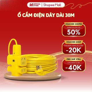 Ổ Cắm Điện MELLI Dây Dài 30m Đúc Chống Vỡ Cháy Nổ Kèm Phích Cắm Và Dây Cao Cấp, Chịu Nóng <70°C, Chịu Lạnh -30°C