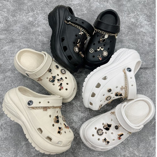 Dép cross nữ độn đế cao 7cm, dép sục crocs nữ bít mũi Meo tăng chiều cao, dép đi mưa, chống nước