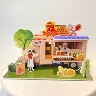 Mô hình 3D Xe thức ăn đường phố kích thước lớn 28x21cm