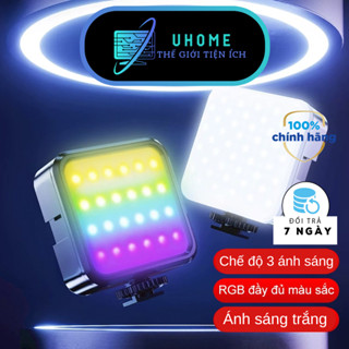 Đèn Led Mini Selfie Kẹp điện thoại Đèn hỗ trợ quay phim chụp ảnh Đèn RGB vuông thay đổi màu Siêu Sáng Cầm Tay 6500K