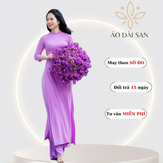 Áo Dài Truyền Thống – Áo Dài Trơn Chất Liệu Lụa Mỹ Màu Tím Cà SAN03